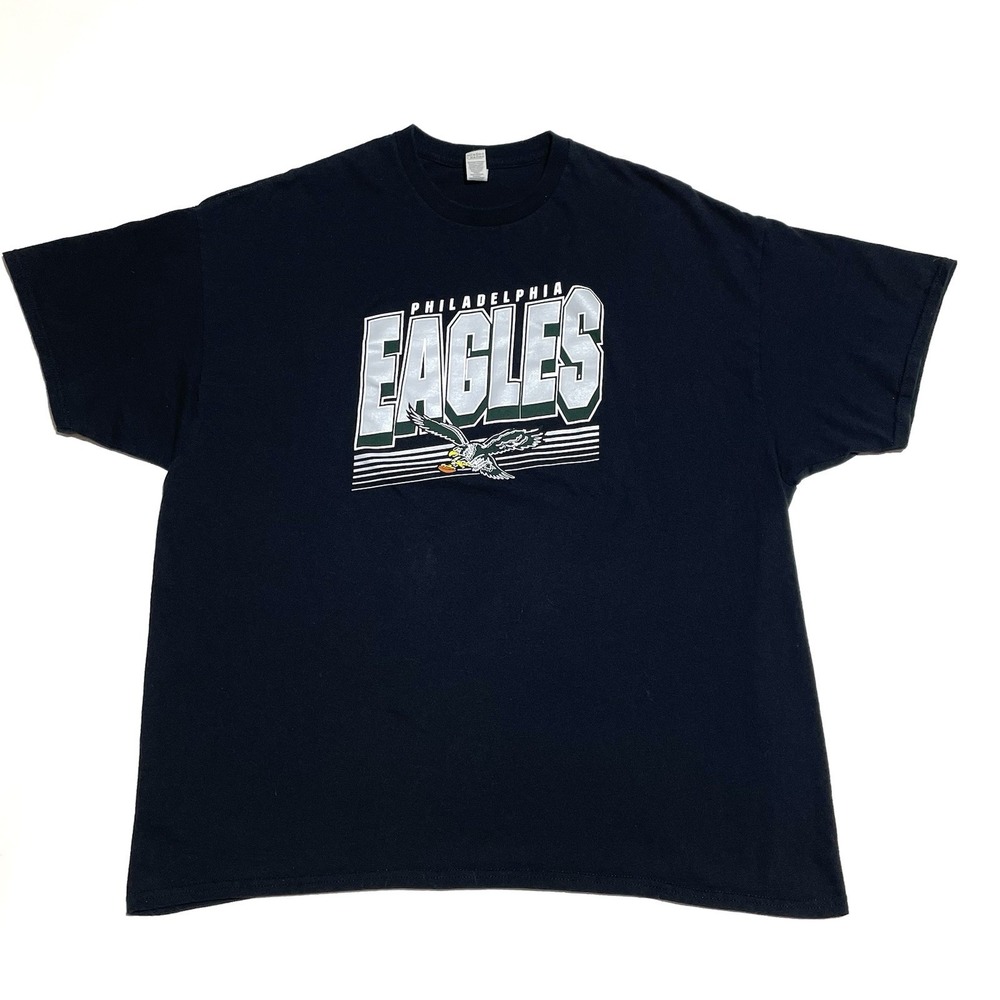 Gilden Heavy Cotton T-Shirt Philadelphia Eagles Men's‎ 2XL Graphic Logo Black